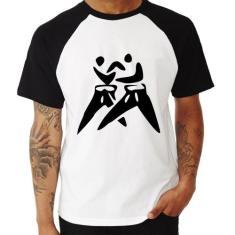 Camiseta Raglan Judô Jiu Jitsu - Foca na Moda, Branco, Preto, G