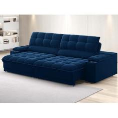 Sofá com Porta Copos e Carregador USB Ret Rec Luke 2,10m Veludocristal