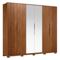 Guarda Roupa Casal Atrice Ripado 6 Portas com 2 Espelhos e Pés - Demartêz