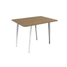 Mesa p/ Cozinha Iguaçu Aço c/ Tampo Madeirado 136x90cm Nogueira/Cromada - Kappesberg