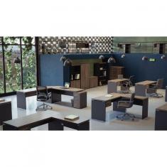 Mesa Para Escritório 4 Gavetas Pe40 Pandin Móveis  Noce Naturalle-preto