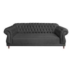 Sofá Chesterfield Elisabeth Suede Cinza Chumbo - Novo Encanto
