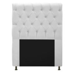 Cabeceira Estofada Cristal 90 cm Solteiro Com Strass Suede Branco - AD