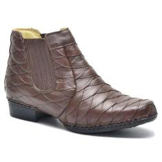 Bota Masculina Escamada Em Couro Costurada a Mão Chocolate - CLA-CLER,