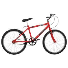 Bicicleta de Passeio Ultra Bikes Esporte Aro 24 Reforçada Freio V-Brake Sem Marcha Vermelho