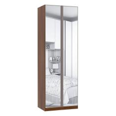 Guarda Roupa Solteiro 2 Portas Alumínio Inox com Espelho 3 Gavetas 80 cm Prime Luciane Móveis