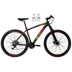  Bicicleta Aro 29 Ksw Xlt 24v Freios Hidráulicos Garfo Suspensão Mtb - Preto\Vermelho\Amarelo