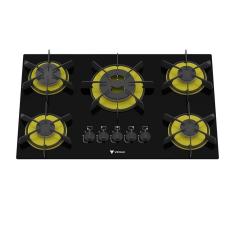 Cooktop a Gas 5 Bocas Venax Arena Preto Amarelo