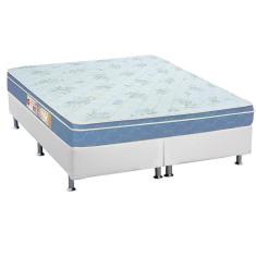Cama Box Queen: Colchão Espuma D45 Castor Sleep Max + Base CRC Courano White(158x198)