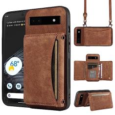 Capa de celular para Google Pixel 6 carteira com alça de ombro transversal e porta-cartão de crédito de couro com bolso fino suporte acessórios para celular bolsa flip Pixel6 Pixle seis mulheres