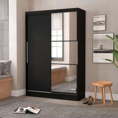 guarda-roupa solteiro com espelho lynx 2 pt preto