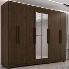 Guarda Roupa 8 Portas Com Espelho 4 Gavetas Milano Imop Móve Cacau