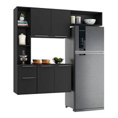Cozinha Compacta Multimóveis Sofia Fg2003 com Armário e Balcão Preta