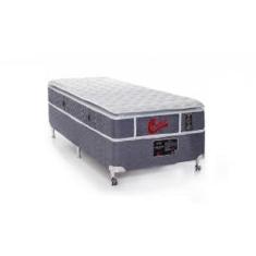 Cama Box + Colchão Castor Solteiro Super Luxo Light Stress One Face Pocket 88x188x54cm