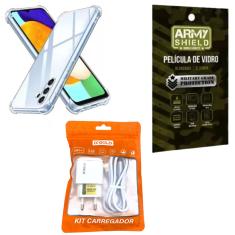 Capinha para Galaxy A55 + Carregador Turbo + Pelicula de Vidro 3D - Armyshield
