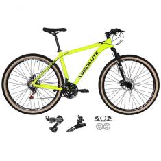 Bicicleta Aro 29 Absolute Nero 4 Câmbios Shimano 24v Garfo Suspensão Pneu Faixa Bege Amarelo 21
