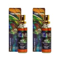 Kit 02 Perfume Masculino Fire Men Amakha Paris 15Ml Bolso