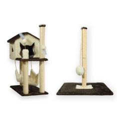 Casa Para Gatos Com Dois Andares Rede Brinquedos Poste G Sisal Cara de