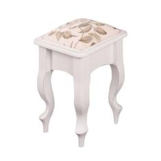 Banqueta Baixa de Madeira Antique Estofada para Penteadeira - 1021 - M