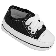 Sapatinho De Bebe Recem Nascido Tênis star Menino - Nenê Baby, Preto, 