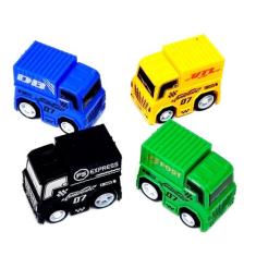 Kit 4 Carrinhos Caminhão Fricção Rodas De Borracha Brinquedo - MINI CA