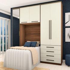 Guarda Roupa Solteiro Modulado E 4 Gavetas Vanilla c/ Linho