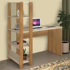 Mesa Escrivaninha Match 3 Prateleiras Off White/Carvalho - Artely