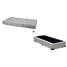 Cama Box Solteiro 88 Tecido Sintético Branco com Colchão Nápoles Espuma D33 54x88x188