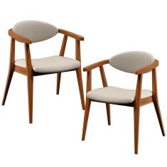 Kit 02 Poltronas Para Sala De Estar Cecília B04 Linho Cru