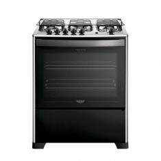 Fogão 5 Bocas a Gás Dako Magister Style com Mesa de Inox e Forno 100L Preto Bivolt