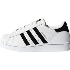 Adidas Superstar Tênis unissex para bebês, Branco/Preto/Branco, 11 Little Kid
