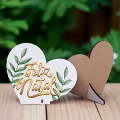 Kit com 20 Enfeites de Natal em Formato de Coração  Decoração em MDF p