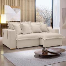 Sofá Cama 3 Lugares Arizona Retrátil Boucle Bege - Celflex, Bege Claro