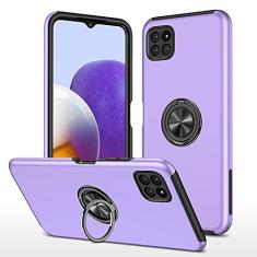 SORAKA Capa para Samsung Galaxy A22 5G com suporte de anel invisível e placa de metal para montagem magnética em carro Capa rígida para PC Capa Samsung Galaxy A22 5G Capa