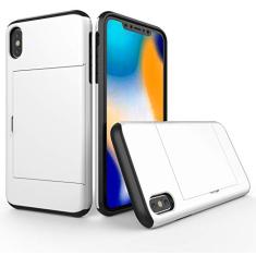 SORAKA Capa para iPhone XR com porta-cartões Capa para carteira Capa blindada para iPhone XR Capa para PC TPU de camada dupla Capa à prova de choque