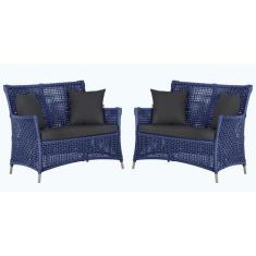 2 Sofás Área Externa Igapó Alumínio Pintura Fendi Corda Náutica Estofa