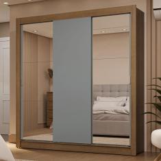 Guarda-Roupa Casal 3 Portas de Correr com Espelhos 2 Gavetas Sublime Madesa