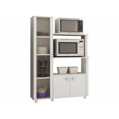 Balcão Organizador Para Forno E Microondas 3 Portas Branco - Tecno Mob