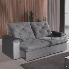 Sofá 3 Lugares 2,30m Retrátil e Reclinável Canyon Bom Pastor, Cinza Ve