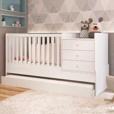 Berço Multifuncional Cama com Auxiliar Bb690 Branco - Completa Móveis