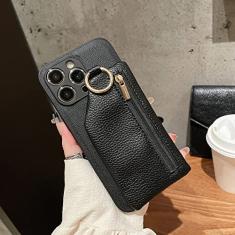 Coin Purse Leather PU Soft Phone Case para iPhone 13 12 11 14 Pro X XS Max XR 7 8 Plus capa para cartão, preta, para iPhone XR