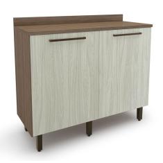 Balcão de Cozinha com Tampo Evolution 2 Portas Tannat e Legno Crema