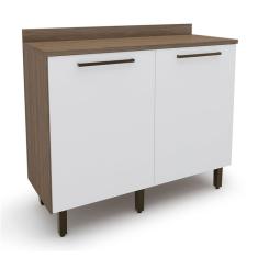 Balcão de Cozinha com Tampo Evolution 2 Portas Tannat e Branco