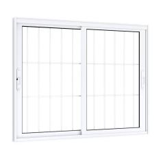 Janela de Correr Alumínio Lateral 2 Folhas com Grade Eccellente 120x150cm Lucasa Branco