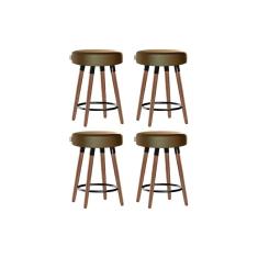 Kit 4 Bancos Moderno Pé Palito Roma Slim Camel 50cm