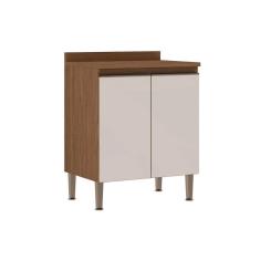 Balcão de Cozinha Conecta p/ Cooktop 2 Portas Off White/Ebano - Genialflex