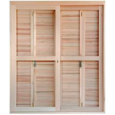 Porta de Madeira Balcão Pantográfica 213x140cm com Batente de14cm EWK 460 Rondosul Madeira marroml sem pintura