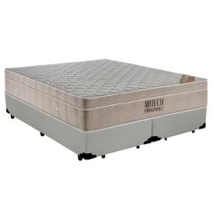Cama Box Queen Bipartido Sintético + Colchão Ortobom Airtech Molas Ensacadas 65x158x198 Cor:branco