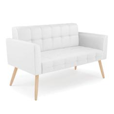Sofá Namoradeira Elisa Corino Pés Palito Natural - D`rossi Cor Branco