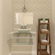 Gabinete de Vidro 60cm com Cuba Retangular Branco